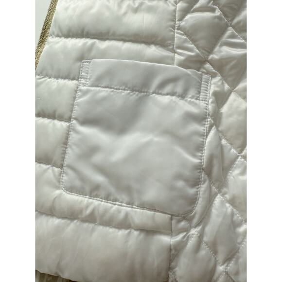 Lilly Pulitzer Reversible Down Jacket XS Cream Gold Zip Puffer Quilted Jacket - Picture 15 of 16